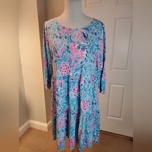 Lilly Pulitzer Pink Floral Tiered Women's Dress